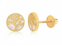 Brilio Zlaté náušnice s&nbsp;perletí Strom života 14/148.381/17NC