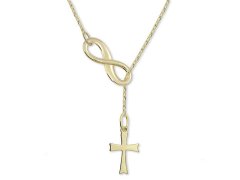 Brilio Zlatý originální náhrdelník Nekonečno s křížkem 40 cm 273 001 00132
