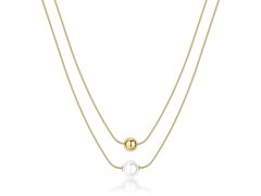 Brosway Dvojitý pozlacený náhrdelník s&nbsp;umělou perlou Perfect BPC47