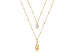 Brosway Dvojitý pozlacený náhrdelník Tear Drop Perfect BPC37