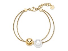Brosway Dvojitý pozlacený náramek se syntetickou perlou Perfect BPC55
