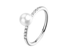 Brosway Elegantní stříbrný prsten se zirkony a&nbsp;perlou Fancy Infinite White FIW177 60 mm