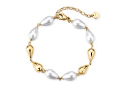 Brosway Půvabný pozlacený náramek se syntetickými perlami Perfect BPC73