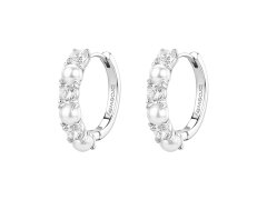 Brosway Stříbrné kruhy se zirkony a&nbsp;umělými perlami Fancy Infinite White FIW176