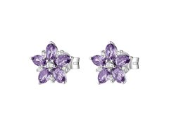 Brosway Stříbrné květinové náušnice Fancy Magic Purple FMP136