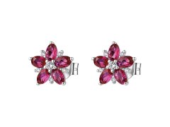 Brosway Stříbrné květinové náušnice Fancy Passion Ruby FPR147