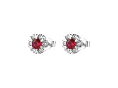 Brosway Stříbrné náušnice Květina se zirkony Fancy Passion Ruby FPR146