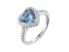 Brosway Stříbrný srdíčkový prsten s&nbsp;kubickými zirkony Fancy Cloud Light Blue FCL128 50 mm
