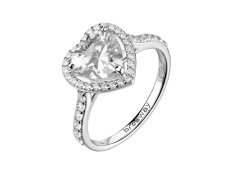 Brosway Stříbrný srdíčkový prsten s&nbsp;kubickými zirkony Fancy Infinite White FIW166 52 mm