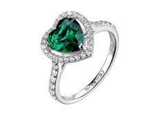Brosway Stříbrný srdíčkový prsten s&nbsp;kubickými zirkony Fancy Life Green FLG147 50 mm