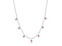 Brosway Třpytivý náhrdelník s růžovými krystaly Symphonia BYM140