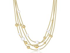 Brosway Vícevrstvý pozlacený náhrdelník s&nbsp;perličkami Perfect BPC51