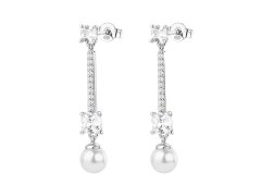 Brosway Visací stříbrné náušnice se syntetickou perlou Fancy Infinite White FIW175