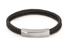 Calvin Klein Dvojitý kožený náramek s ocelovou ozdobou Braided 35000097