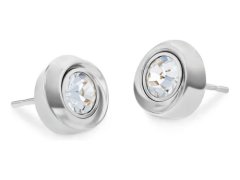 Calvin Klein Luxusní ocelové náušnice s krystaly Twisted Bezel Solitaire 35000771