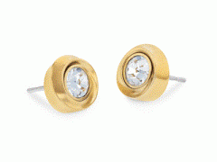 Calvin Klein Luxusní pozlacené náušnice s krystaly Twisted Bezel Solitaire 35000772