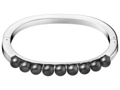 Calvin Klein Pevný ocelový náramek s černými perličkami Circling KJAKMD04010 5,4 x 4,3 cm - XS