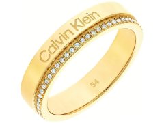 Calvin Klein Pozlacený prsten s krystaly Minimal Linear 35000201 56 mm