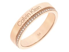 Calvin Klein Pozlacený prsten s krystaly Minimal Linear 35000202 56 mm