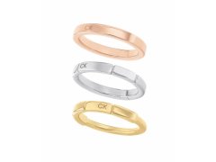 Calvin Klein Slušivý tricolor prsten 3 v 1 Soft Squares 35000458 52 mm