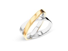 Calvin Klein Stylový bicolor prsten z&nbsp;oceli Elliptical 35000854 58 mm