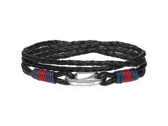 Tommy Hilfiger Černý kožený náramek TH2700534