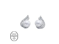 CRYSTalp Elegantní perlové náušnice se Swarovski krystaly 42104.R