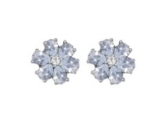 CRYSTalp Kytičkové náušnice s čirými krystaly Flower Kiss 42288.WHI.R