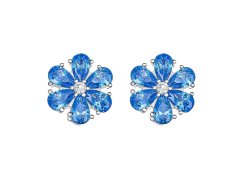 CRYSTalp Kytičkové náušnice s modrými krystaly Flower Kiss 42288.AQU.R