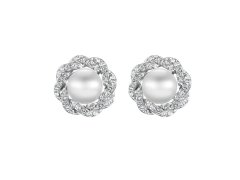 CRYSTalp Luxusní náušnice s krystaly a perlou Rich pearl 42310.R