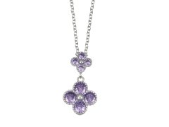 CRYSTalp Něžný náhrdelník s fialovými kytičkami 32289.VIO.R
