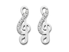 CRYSTalp Ocelové náušnice Houslový klíč s&nbsp;krystaly 42190.E