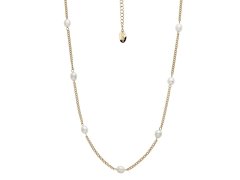 CRYSTalp Půvabný pozlacený náhrdelník s perlami Tide Pearl 12243.EG