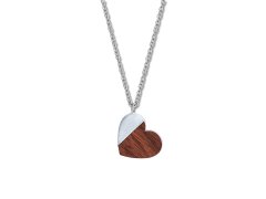 CRYSTalp Romantický ocelový náhrdelník Wooden Heart 30450.W1.E