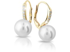 Cutie Jewellery Exkluzivní zlaté náušnice s pravými perlami a zirkony Z6432-3122-50-10-X-1