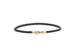 Daniel Wellington Černý pletený kožený náramek Sheffield Daniel DW004017 20,5 cm
