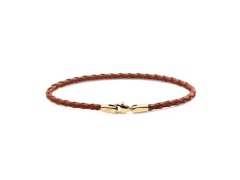 Daniel Wellington Hnědý pletený kožený náramek St Mawes Daniel DW0040174 19,5 cm