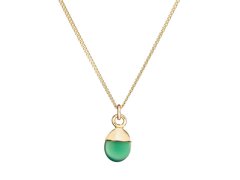 Decadorn Půvabný pozlacený náhrdelník se zeleným achátem