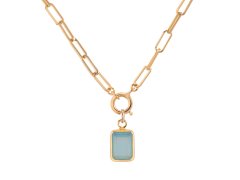 Decadorn Stylový pozlacený náhrdelník s chalcedonem Chunky