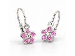 Cutie Jewellery Dětské kytičkové náušnice z&nbsp;bílého zlata C2744-10-X-2 fuchsiová