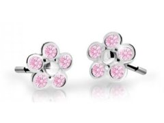 Cutie Jewellery Dětské kytičkové náušnice z bílého zlata C2744-30-X-2 růžová