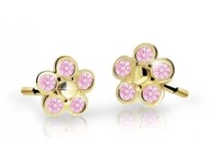 Cutie Jewellery Dětské kytičkové náušnice ze žlutého zlata C2744-30-X-1 růžová