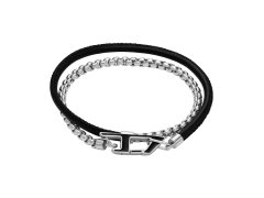 Diesel Oblíbený ocelový náramek s kůží Stackables DX1472040