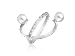 Emily Westwood Elegantní ocelový prsten s perlami WR1023S