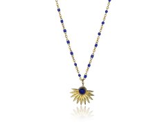 Emily Westwood Pozlacený dámský náhrdelník s modrými korálky EWN23039G