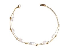 Emily Westwood Pozlacený dvojitý náramek s&nbsp;perlami EWB250244G