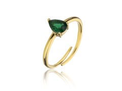 Emily Westwood Půvabný pozlacený prsten se zeleným zirkonem Presley EWR23063G