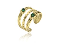 Emily Westwood Výrazný pozlacený prsten s malachitem Gemma EWR23045G