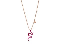 Emporio Armani Dámský pozlacený náhrdelník Had s fuchsiovými zirkony EG3613221