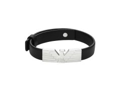 Emporio Armani Stylový pánský kožený náramek Eagle Logo EGS3075040